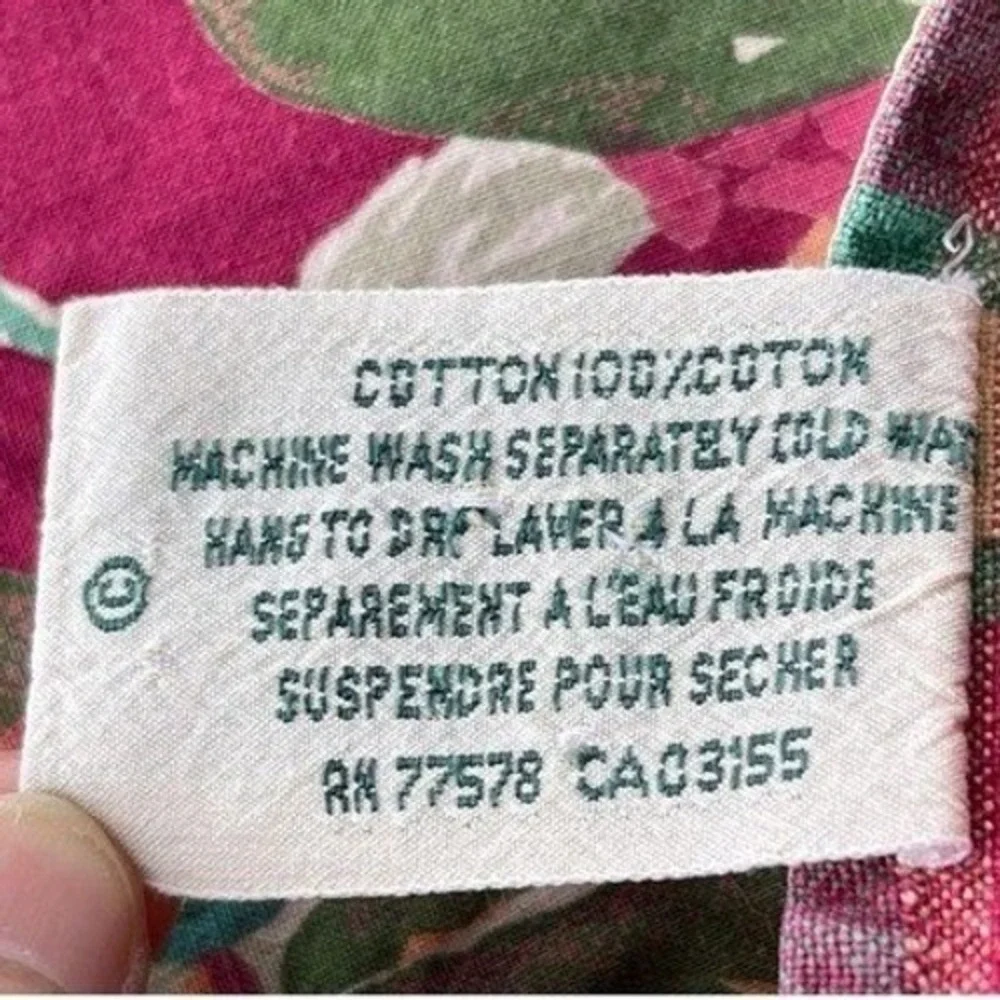 April Cornell Vintage Plaid Tropical Fruit Cotton Tablecloth 50x90 Burgundy Teal